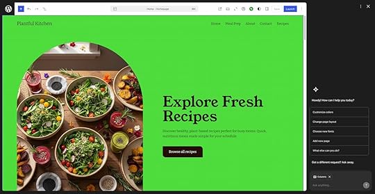Screenshot of the recipe website created by the WordPress AI website builder.
