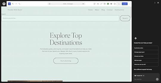 Screenshot of the travel guide website created by the WordPress AI website builder.