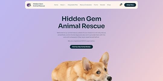 Screenshot of the Hidden Gem Animal Rescue homepage.