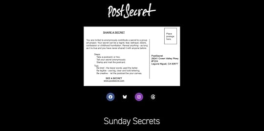 Screenshot of the PostSecret website homepage