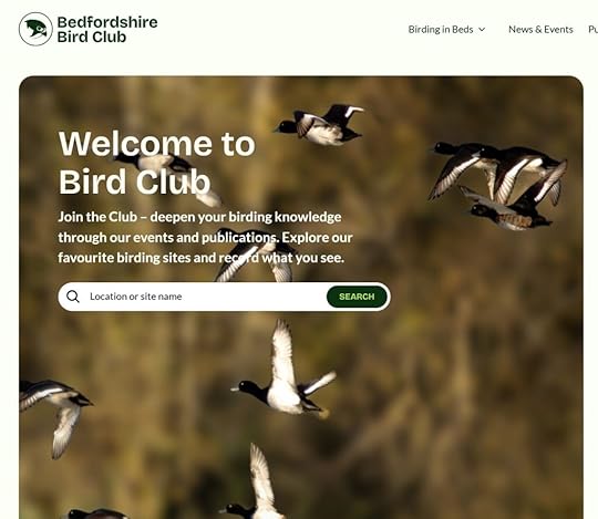 Screenshot of the Bedfordshire Bird Club website search bar.