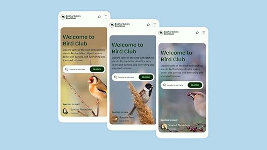 Screenshot of the mobile version of the Bedfordshire Bird Club website.