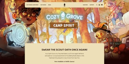 Screenshot of the Cozy Grove Camp Spirit website homepage.