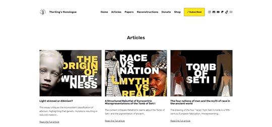 Screenshot of The King's Monologue website article archive. 