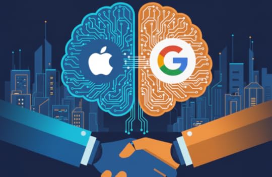 Google Gemini generated image of the Apple and Google logos superimposed on an illustration of a brain and accompanied by a handshake to illustrate the Apple Google AI deal and what it means for your business