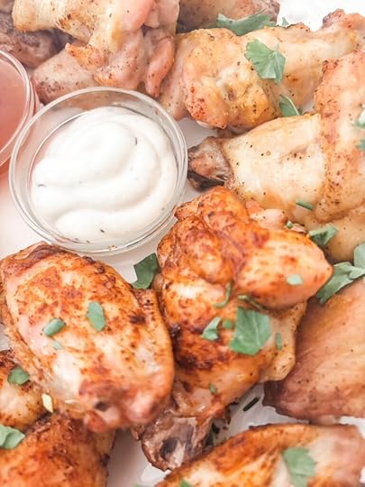 The finished Oven Baked Wings with accompanying dips