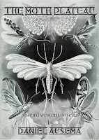 Dramatic public domain black and white image of various moths, used as cover art for the Moth Plateau series