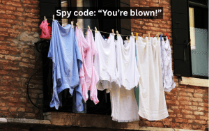 Laundry hanging on a line, a spy code for 