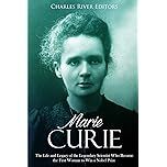 Book cover featuring a historical black and white portrait of Marie Curie with the title 'Marie Curie' and subtitle describing her life and achievements.