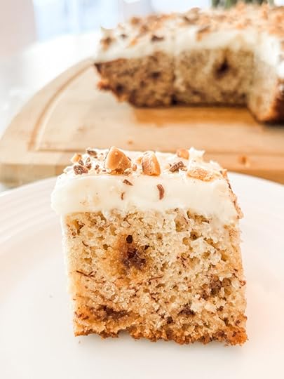 A slice of the finished banoffee cake