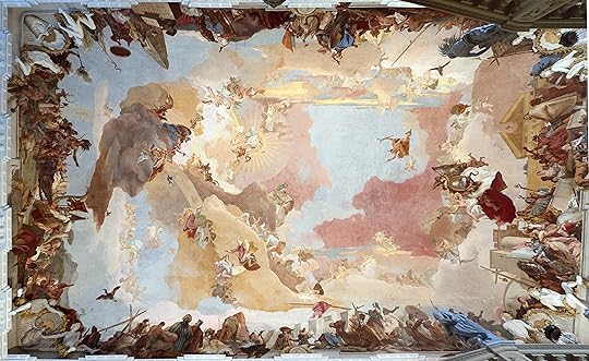 Het fresco van Tiepolo in het trappenhuis van de Würzburgse residentie (Wikimeida Commons)