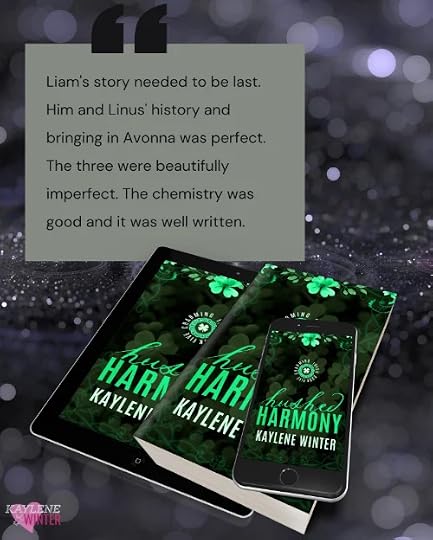 Liam's story needed to be last. Him and Linus' history and bringing in Avonna was perfect. The three were beautifully imperfect. The chemistry was good and it was well written.