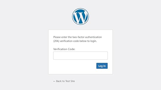 WordPress two-factor authentication login screen requesting verification code