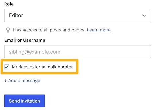 Form for sharing a document with an external collaborator