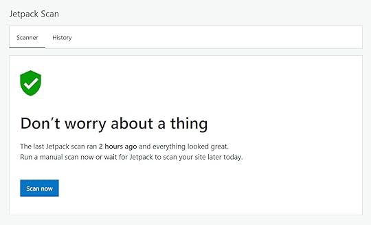 Jetpack Scan dashboard showing successful security scan with green checkmark