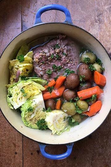 Corned Beef and vegetables stewing in a pot - one of the most known St. Patrick's Day recipes