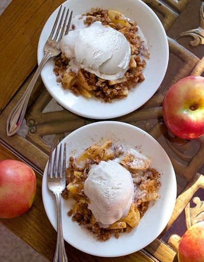 Oil Free Vegan Apple Crisp With Ice Cream