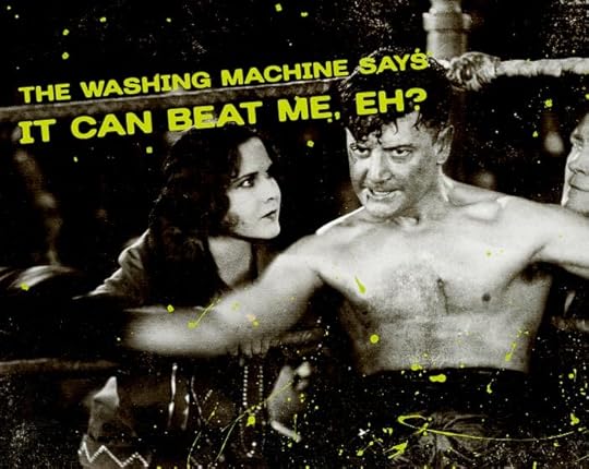 A vintage black and white photo of a determined boxer in his corner saying, 