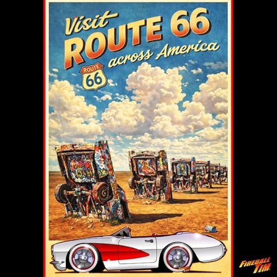 Route 66 Automotive Pop Culture Art by Fireball Tim