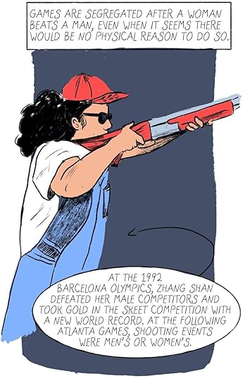 At the 1992 Barcelona olympics, Zhang Shan defeated her male competitors and took gold in the skeet competition with a new record. At the following Atlanta games, shooting events were men's or women's.