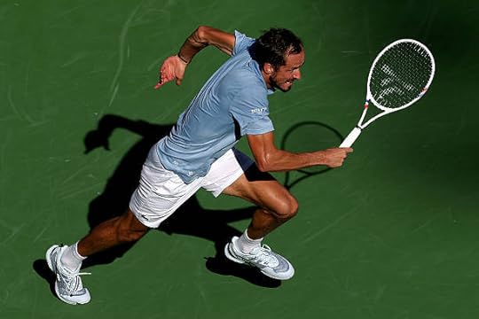 Daniil Medvedev plays Carlos Alcaraz of Spain during the Men's Singles Semifinals on Day 11 of the BNP Paribas Open at the Indian Wells Tennis Garden...