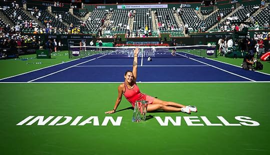 Aryna Sabalenka poses with the champions trophy after defeating Elena Rybakina of Kazakhstan in the womens singles final on Day 12 of the BNP Paribas...