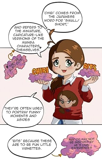 A smiling Abby, holding in one hand the word 