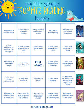Book reading bingo card for students