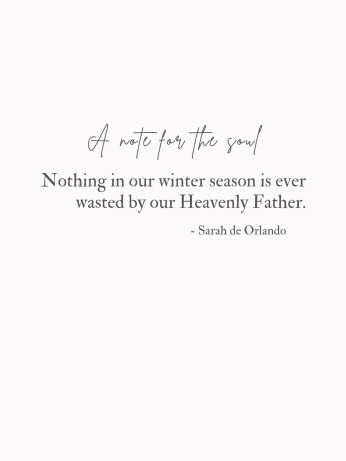 A note for the soul: nothing in our winter season is ever wasted by our Heavenly Father. - Sarah de Orlando