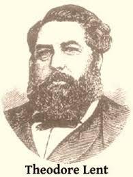 Illustration of Theodore Lent, featuring a man with a full beard and formal attire.