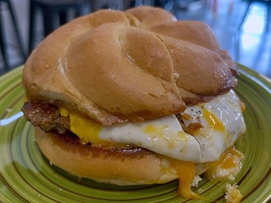 Maple rosemary sausage sandwich with egg and cheddar at Babe's Meat and Counter in Palmetto Bay Florida