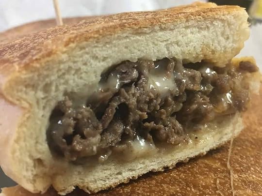 Cheesesteak from Franky’s Deli Warehouse in Hialeah with chopped ribeye, provolone, peppers, and onions