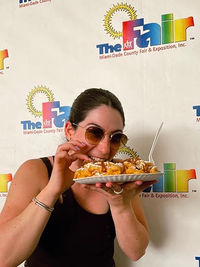 Funnel cake topped with powdered sugar at the Miami-Dade County Youth Fair