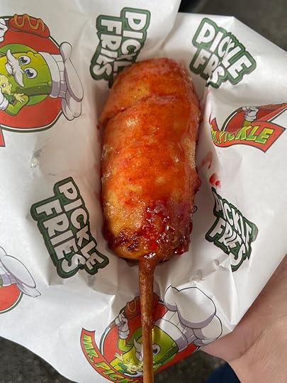 Fried frozen watermelon on a stick with strawberry topping at the Miami-Dade County Youth Fair