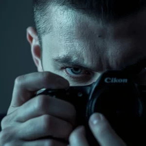 man behind a camera, dark, noir