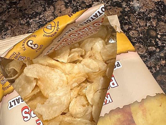 Tip’s beef tallow fried kettle style potato chips inside opened bag
