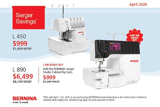 Serger Sewing Machine Sale at The Nancy Zieman Sewing Studio And Quilt Shop in Downtown Beaver Dam WI now thru April 30, 2026