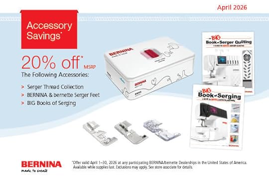 Serger Sewing Machine Accessories Sale at The Nancy Zieman Sewing Studio And Quilt Shop in Downtown Beaver Dam now thru April 30, 2026