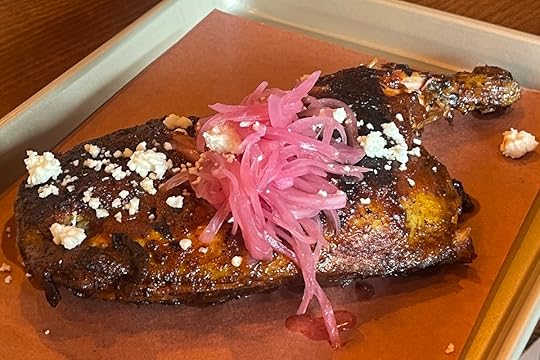 La Traila Barbecue Tejano roasted chicken with pickled onions