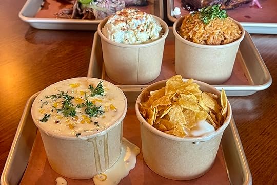 La Traila Barbecue sides mac and cheese elote potato salad rice and beans