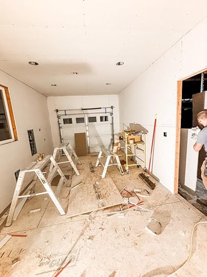 The walls in process of being finished to match the interior of the house