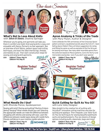 2026 Sew Quilt Create Weekend Event at the Nancy Zieman Sewing Studio And Quilt Shop in Downtown Beaver Dam WI