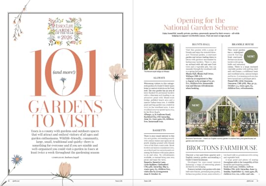 Screenshot showing double page spread of magazine - 101 gardens to visit - with on the right hand side the start of the listings.
