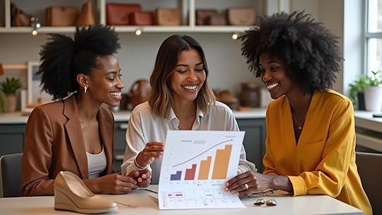 Team of women entrepreneurs conducting a business sale readiness assessment for their shoe, handbag, and jewelry brands
