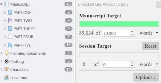 Screenshot from Scrivener software