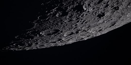 Photo of the moon showing many craters. From NASA's 2026 Artemis II mission.