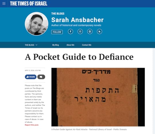 A piece by Sarah Ansbacher in times of Israel - A Pocket Guide to Defiance