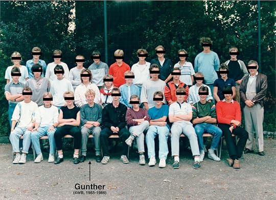 Group photo of students and a teacher standing and sitting in rows, with some individuals obscured for privacy. The image identifies a person named Gunther seated in the front row.