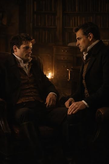 Michael and Sol by the fire in Lady Wynwood’s Spies