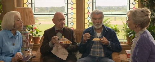 retired people eating cake